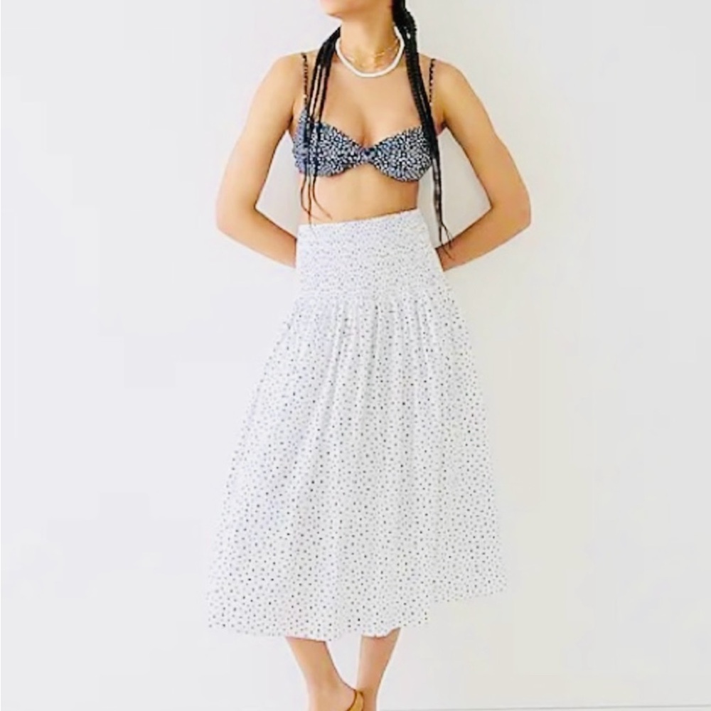 JCrew smocked waist skirt dot
